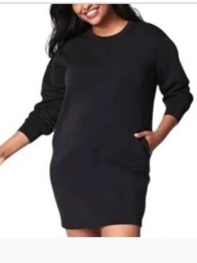 SPANX Black Air Essentials Long Sleeve Sweatshirt Dress